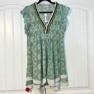 Poupette St Barth Green and White Mini Dress